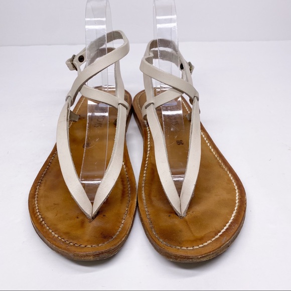 K.JACQUES White Leather Wrap Ankle Sandal - Picture 2 of 5